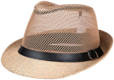 ZACHARIAS Fedora Cowboy Breathable Mesh Net Hat Cap(Beige, Pack of 1)