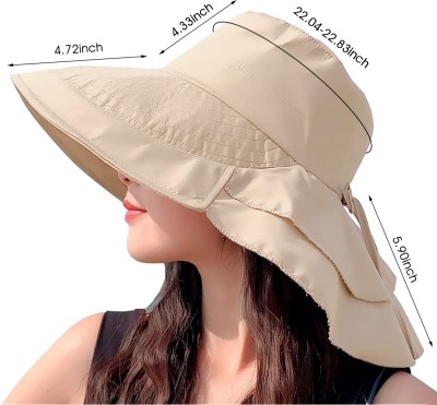 Zorbes Fashion Women Wide Brim Hat for Girl Women UV Protection Summer Sun Hat(Beige, Pack of 1)