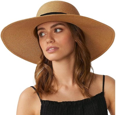 Icw Women Foldable Wide Ribbon Beach and Summer Straw Sun Hat caps(off white, Pack of 1)