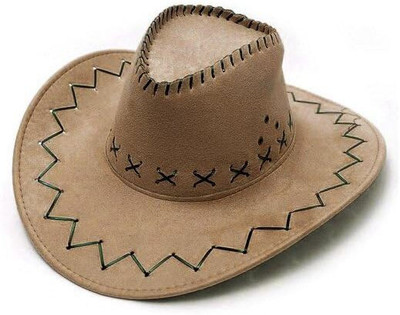 DEALZONE Unisex Faux Leather Cowboy Hat(Brown, Pack of 1)