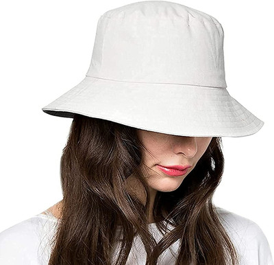 Minar UNISEX SUN HATS COTTON BEACH BUCKET HAT FOR MEN & WOMEN HAT(White, Pack of 1)