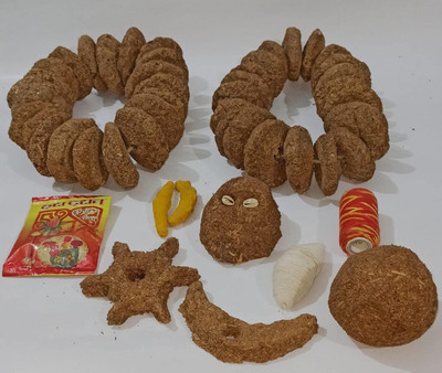 Nisha creations HOLI POOJA-Cow Dung Badkulla/Mala for Holi/Gobar Badkulle(500 g)