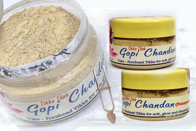leshoppingcart Pure Gopi Chandan Powder Tilak for Pooja(2 pcs 70 gram Each) with 1 Tilak Stamps