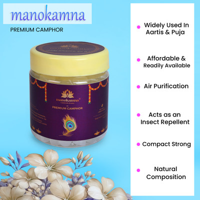 Manokamna Premium Camphor 50g Pack of 1 Shuddh Camphor for Daily Puja and Havan