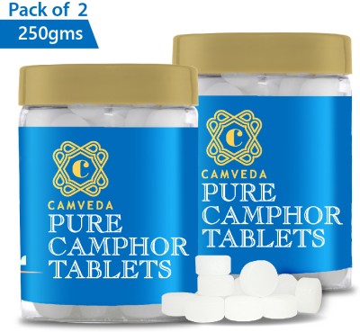 Camveda Pure Camphor Round Tablets 250g (Jar)| 500g (250gmX2) | Pure Camphor-Pack of 2