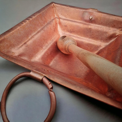 Dharmsaar Hawan Kund for Pooja, Pure Copper Big Hawan Patra with Handle on Both Side