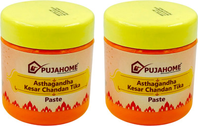 pujahome Premium Asthagandha Kesar Chandan Tika Paste 100 Gram Box - Pack of 2(100 g)