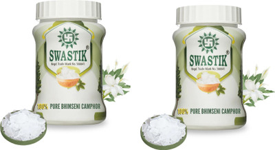 SWASTIK Pure Bhimseni Camphor 100 grams Jar PACK OF 2(200 g)