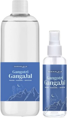 SUKHALAYA Gangotri Ganga Jal Spray 200ml + 500ml, Water for Pooja Home and Office (Combo)