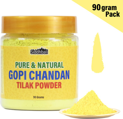 Siddhbali Gopi Chandan Tilak Powder Yellow Tika Original and Pure - 90 GMS Jar for Pooja(90 g)