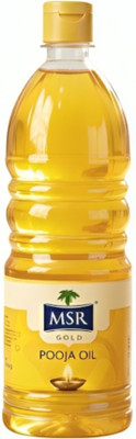 MSR Gold Pooja Oil 1L, Natural 5-oil blend, chemical-free with long-lasting flame(1 L)