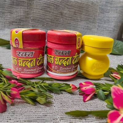 anilStore Pack of 3 Red Chandan Tika with Yellow Liquid Chandan Tilak Free (120gm)