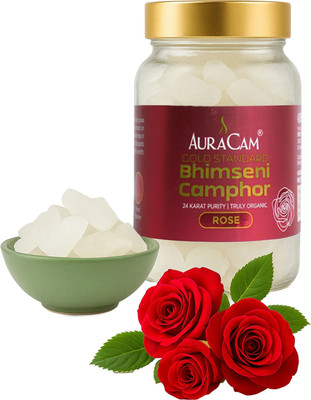 AuraCam Gold Standard Bhimseni Camphor for Pooja, Havan, Meditation Rose 100gm Pack of 1(100 g)
