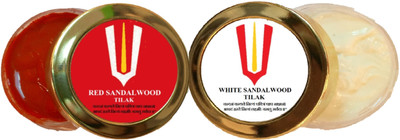 Ame Collection Pack Of 2 Precious Red And White Sandalwood Tilak Made With Pure Sandalwood