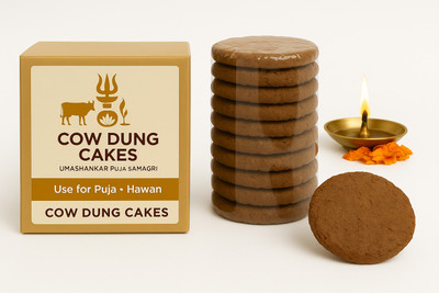 umashankar Pure Cow Dung Cake (Shudh Gobar ke Uple) for Hawan, Puja, Agnihotra(500 g)