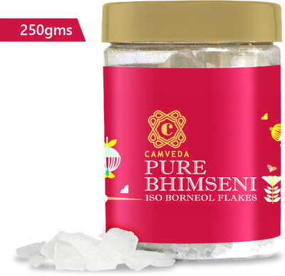 Camveda Pure Bhimseni Camphor Kapoor/Kapur Isoborneol Flakes Jar-250gm(250 g)