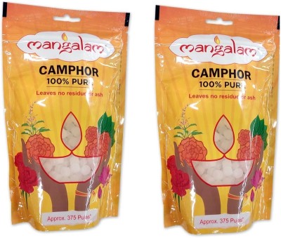 mangalam camphor Tablet 375 Pujas 250gm Pouch -Pack of 2