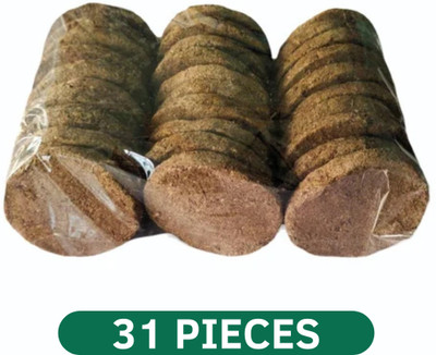 Triveni Gir Cow Dung Cake-Kanda for Hawan 31 Pieces, Desi Gobar ke Uple For Pujan(300 g)