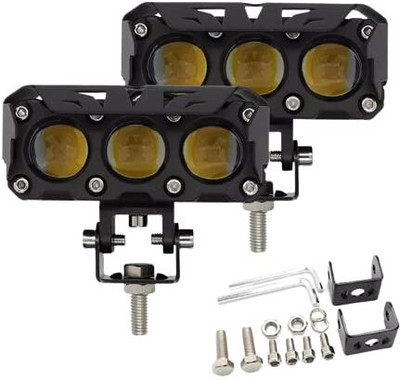 hjg MotoWorks 3 LED Future 60W Powerful Fog Light for Motorbike & Car Fog Lamp Motorbike LED (9 V, 10 W)(Universal For Bike, Pack of 2)