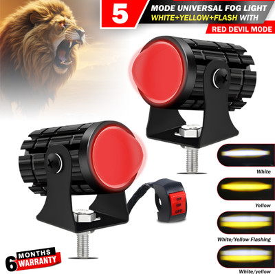 MIKANIX Fog Light | Projector Lens | High & Low Beam| Devil Light With On/Off Switch Fog Lamp Motorbike LED (12 V, 40 W)(Universal For Bike)