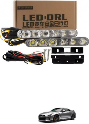 LOVMOTO Universal 6 LED DRL Car Daytime Running Light White & Amber Dual Color sg80 Headlight Car, Motorbike LED for Hyundai (12 V, 30 W)(i10, Pack of 2)