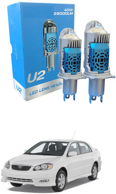 LOVMOTO H4 Mini Bi-LED Projector Dual Lens LED Headlight Bulb Hi-Low 120W Retrofit SG235 Headlight Car, Motorbike LED for Toyota (12 V, 120 W)(Corolla, Pack of 2)