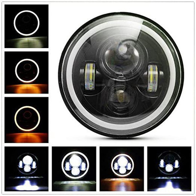 Gogna Mart LED Headlight for Royal Enfield Bullet Electra, Thar, Jeep, Bullet 350, Ambassador, Himalayan, Interceptor 650