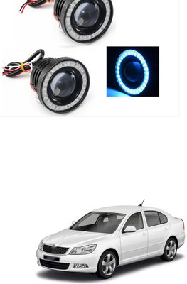 LOVMOTO Car DRL Daytime Running Light Round Shape White SG12 Headlight Car, Motorbike LED for Skoda (12 V, 20 W)(Laura, Pack of 2)