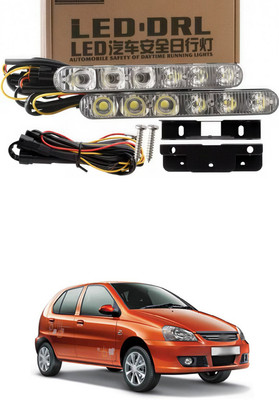 LOVMOTO Universal 6 LED DRL Car Daytime Running Light White & Amber Dual Color sg44 Headlight Car, Motorbike LED for Chevrolet (12 V, 30 W)(Sail UVA, Pack of 2)