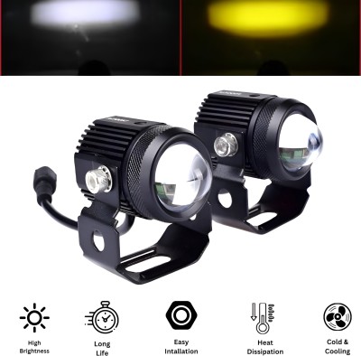 AutoPowerz LED Fog Light Work Lamp with Hi/Low, Cars and Motorcycles (White & Yellow) 2Pcs Fog Lamp Car, Motorbike LED (12 V, 40 W)(Universal For Car, Universal For Bike, Pack of 2)