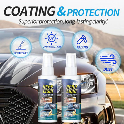 Shineshake Newly Headlight Lens & Glass Restorer,Yellowed Headlights Cleaner Spray Headlight Cleaning Kit(200 ml)