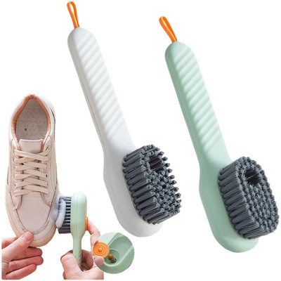 HAPANI STORE 2Pcs Automatic Liquid Shoe Cleaning Brush with Built-in Soap Dispenser Plastic Wet and Dry Brush(Multicolor, 2 Units)