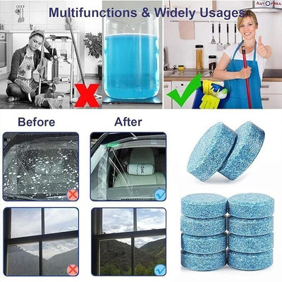 PWSA Car Glass Cleaner Tablets – 10 PCS Effervescent(10 x 1 g)
