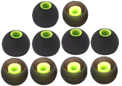 BBS PRO Green Black 10 pcs Earbuds Rubber earphone tips replacement headphone cushion In The Ear Headphone Cushion(Pack of 10, Green, Black)