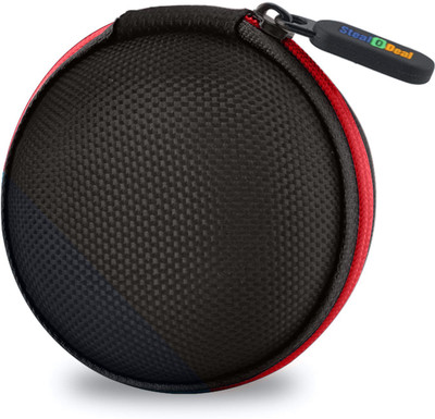 StealODeal Leather Zipper Headphone Case For Universal(Red Black)