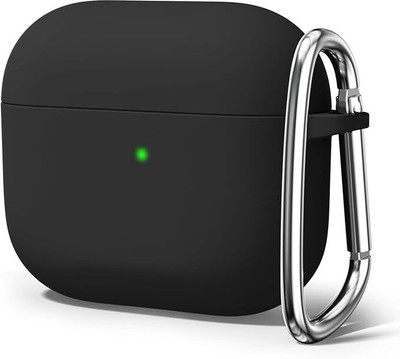 YSTIFYRA Silicone Press Stud Earbuds Case For Apple AirPods 4th Generation (2024) Type( USB-C) Model with Carabiner(Black Case Cover) (एयरपॉड्स / ईयरबड्स इसमें शामिल नहीं है ये केवल केस कवर हैI))