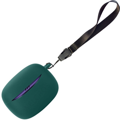 WELCROS Silicone Press and Release Earbuds Case For JBLL Tune Buds 2(Lanyard + Keychain Green)