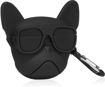 KHR Silicone Press and Release Headphone Case For Apple Airpods Pro 1st Generation(Apple AirPods Pro 2019 Black Bull Dog)