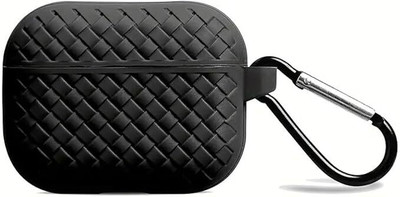 SRE Silicone Velcro Headphone Case For for Airpods Pro 1st / AirPods Pro 2nd Gen, Protective, Wireless with Keychain(BLACK)