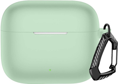 Anivique Silicone Press and Release Earbuds Case For Silicone Case Cover for Oppoo enco buds 3 pro(Matcha Green with Premium Carabiner)