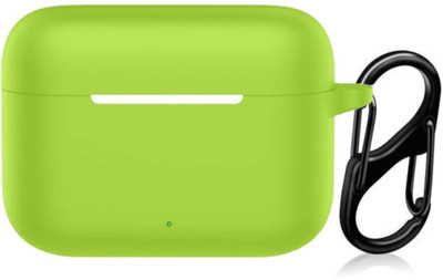 Leiox Silicone Press and Release Earbuds Case For Realme Buds T200 Case With Wipes(Neon Green)