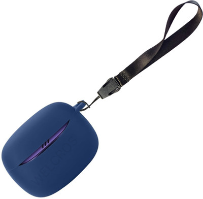 WELCROS Silicone Press and Release Earbuds Case For JBLL Tune Buds 2(Lanyard + Keychain Blue)