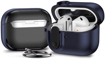 Connexa Silicone Press Stud Earbuds Case For Samsung Galaxy Buds 3, Samsung Galaxy Buds 3 Pro(NavyBlue)