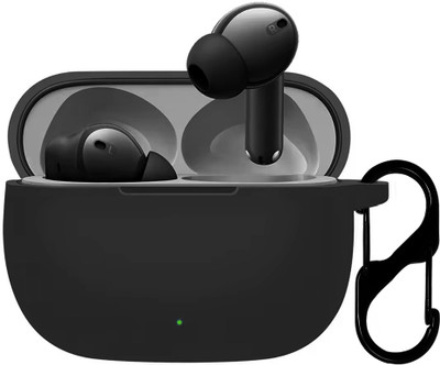 KANSOL Silicone Velcro Earbuds Case For Realme Buds T300(Black)