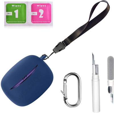 WELCROS Silicone Press and Release Earbuds Case For JBL Tune Beam 2(Combo Blue)