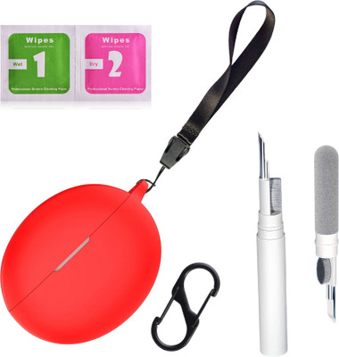 Leiox Silicone Press and Release Earbuds Case For OnePlus Nord Buds 3 / OnePlus Nord Buds 3 Pro Case With Cleaner Kit & Lanyard(Combo Red)