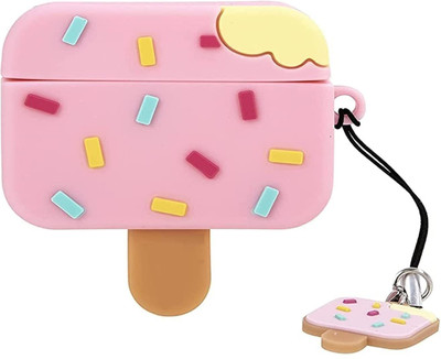 KHR Silicone Press and Release Headphone Case For Apple Airpods Pro 1st Generation(AirPods Pro 2019 Pink Ice Cream)
