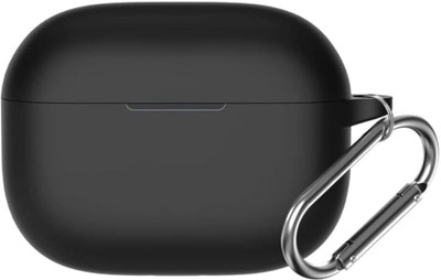 XCREO Silicone Press and Release Earbuds Case For Realmee Buds T300(Silicon Cover For realmee T300 Tws Buds, (Black)