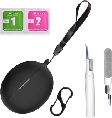 Leiox Silicone Press and Release Earbuds Case For OnePlus Nord Buds 3 / OnePlus Nord Buds 3 Pro Case With Cleaner Kit & Lanyard(Combo Black)