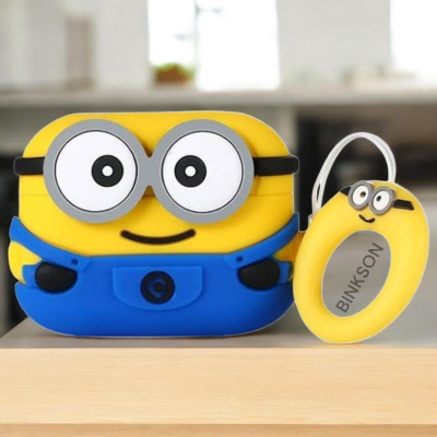 BinkSon Silicone Press Stud Earbuds Case For Apple Airpods Pro 2nd Generation/ Apple Airpods Pro 1st Generation(Yellow Minion)